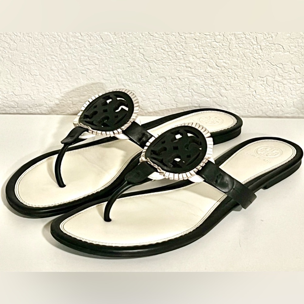 Tory Burch Miller Sandal 10.5 White And Black